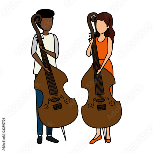 couple playing cello characters