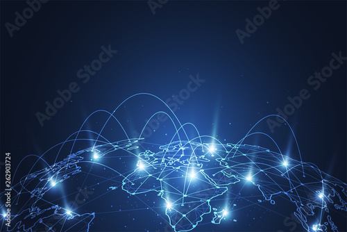 Global network connection. World map point and line composition concept of global business. Vector Illustration