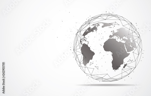 Global network connection. World map point and line composition concept of global business. Vector Illustration