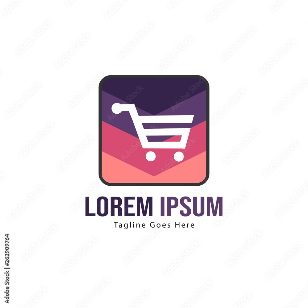 Shopping logo template design. Shopping logo with modern frame isolated on white background
