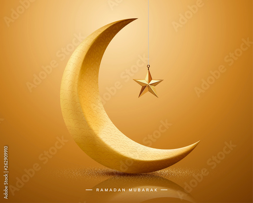 Ramadan mubarak with crescent