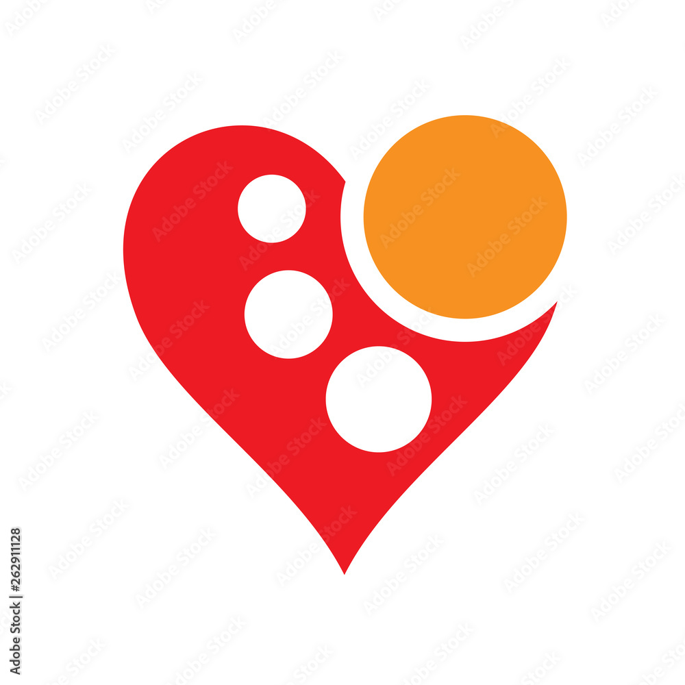 Fototapeta premium pet care logo, flat love with palm of cat, logo template