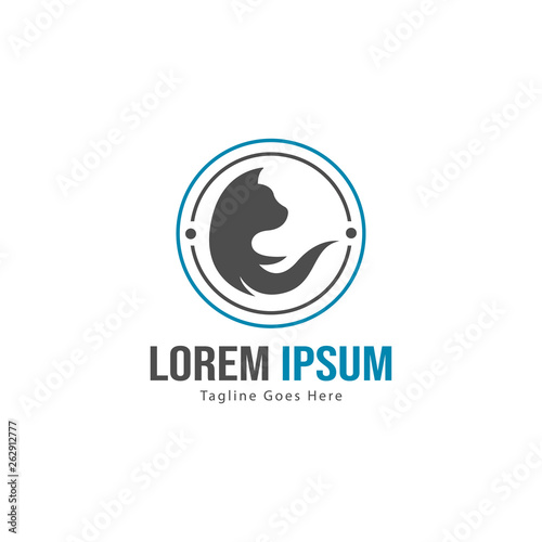 Cat logo template design. Cat logo with modern frame isolated on white background