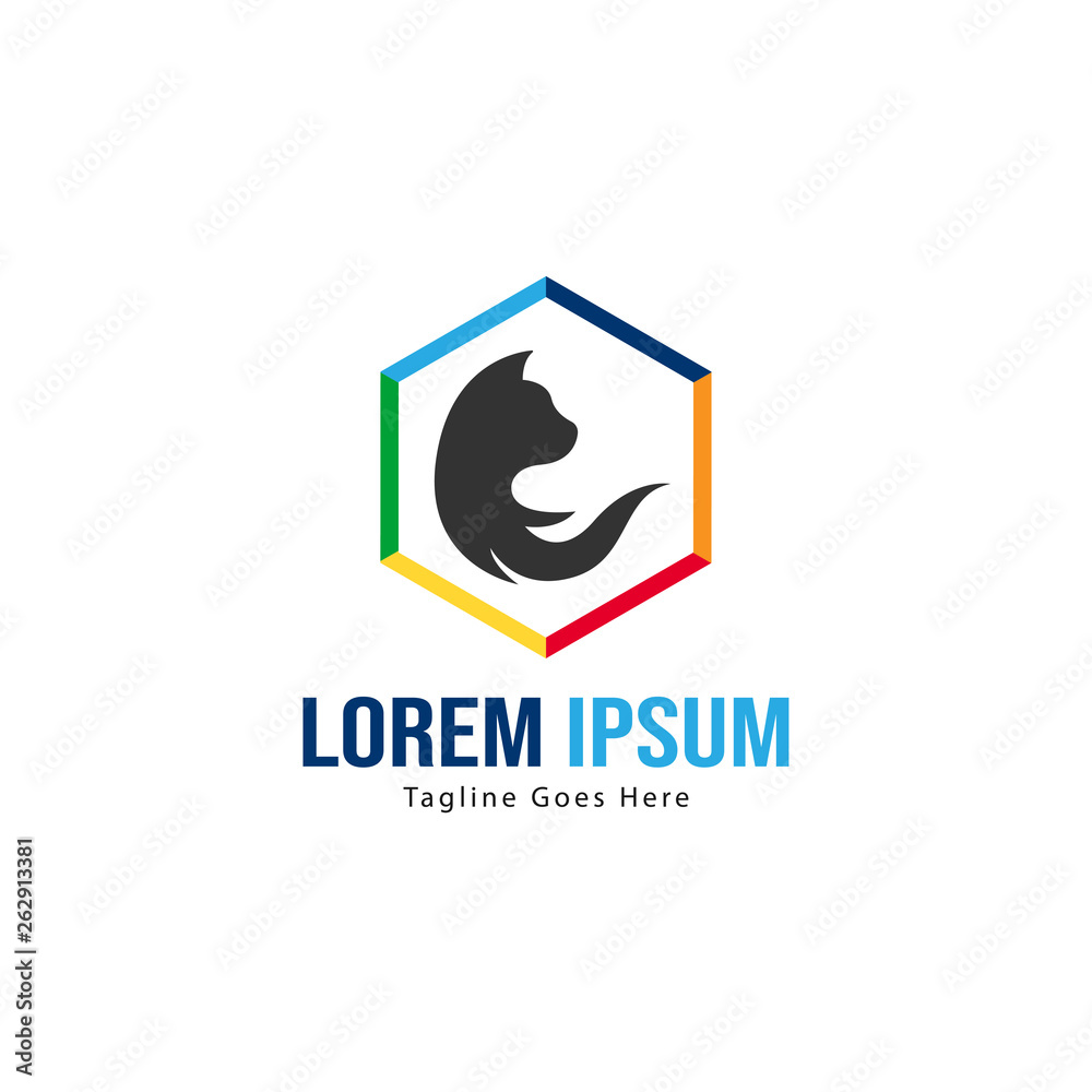 Cat logo template design. Cat logo with modern frame isolated on white background Cat logo template design. Cat logo with modern frame isolated on white background