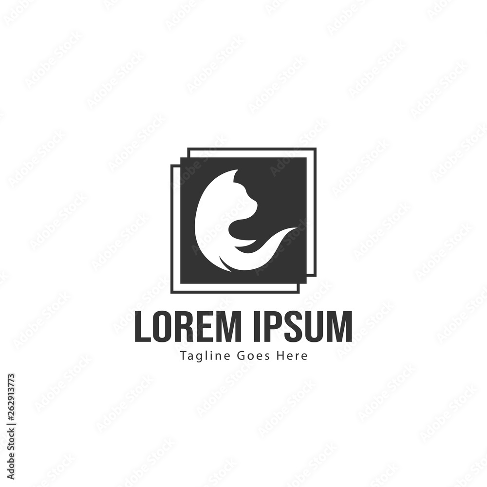 Cat logo template design. Cat logo with modern frame isolated on white background Cat logo template design. Cat logo with modern frame isolated on white background