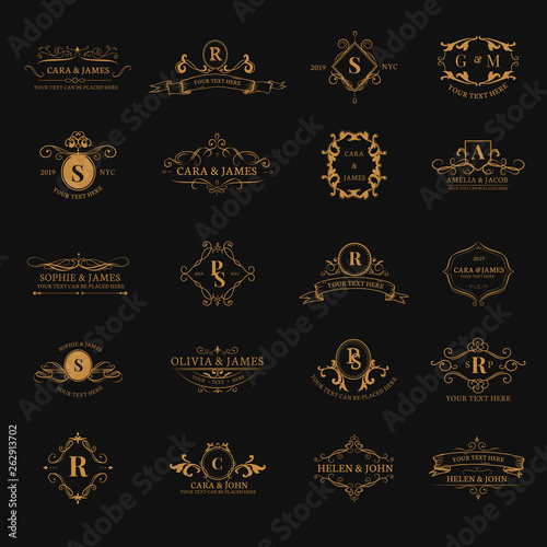 Emblems with initials set