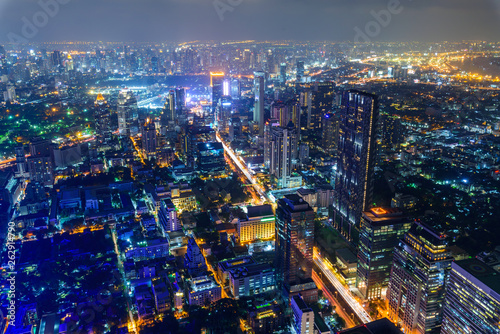 High view with lighting of Bangkok city in night time © rukawajung