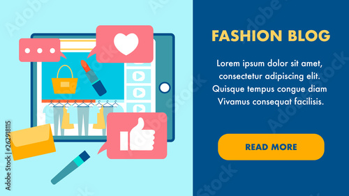 Fashion Blog Flat Landing Page Vector Template