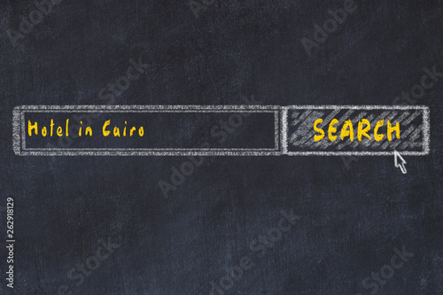 Chalk sketch of search engine. Concept of searching and booking a hotel in Cairo photo