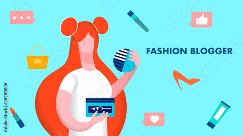 Fashion Blogger Model Flat Vector Illustration