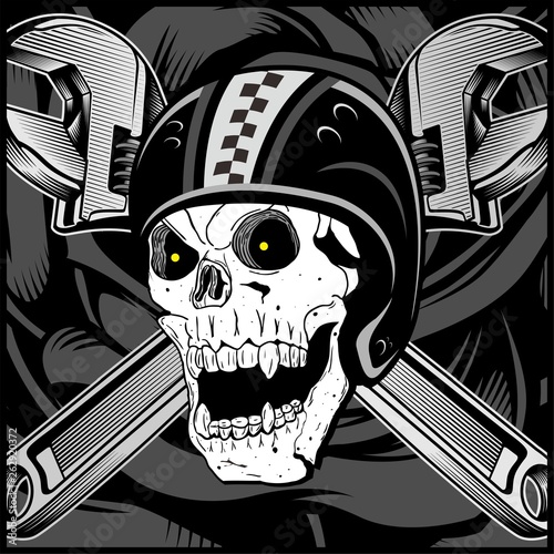 Vintage Biker Skull Emblem