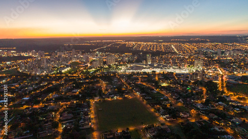 Aerial image of the Ribeir  o Preto city. Ribeir  o Shopping.