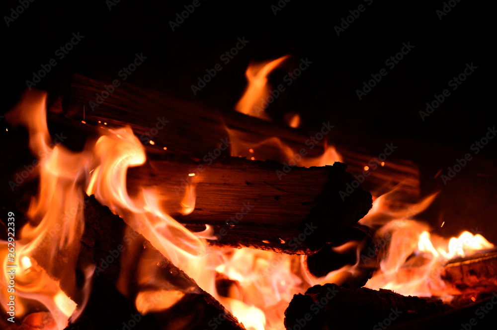 A Fire Burning During A Campfire