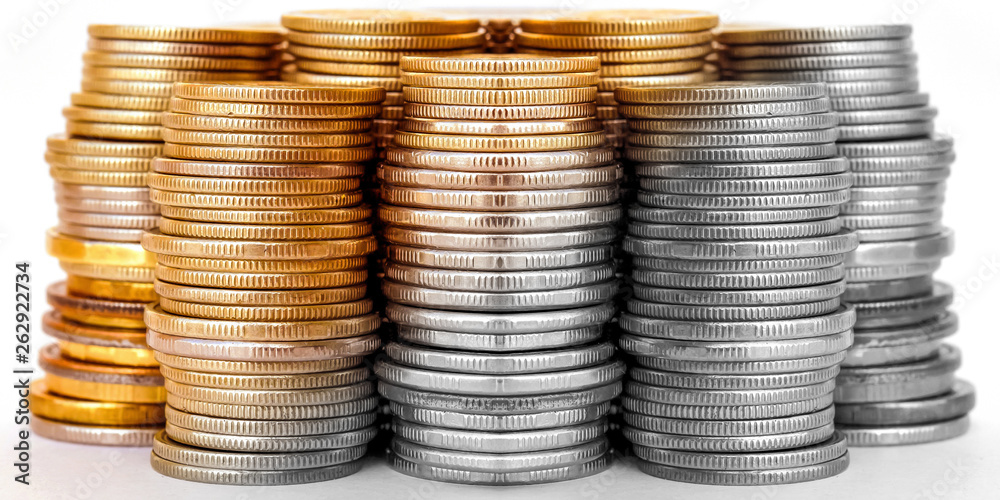 Coins stacked in bars. The concept of revenue growth . Coins stacked in bars. The concept of revenue growth .