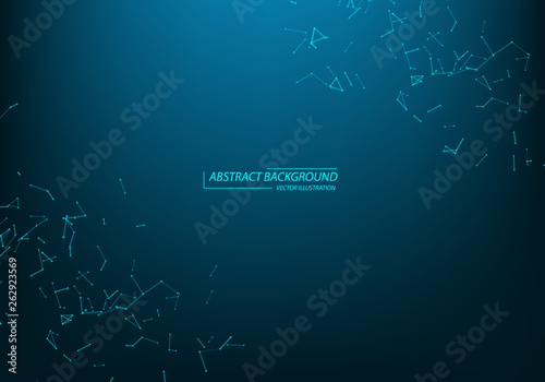 Abstract vector particles and lines. Plexus effect. Futuristic illustration. Polygonal Cyber Structure. Data Connection Concept.