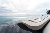 Beautiful luxury pool Chair swimming pool at Twilight times