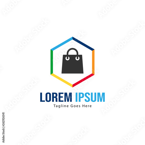 Shopping logo template design. Shopping logo with modern frame isolated on white background