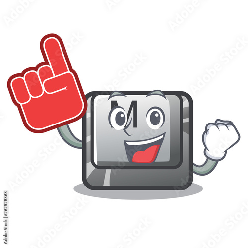 Foam finger button M isolated in the cartoon