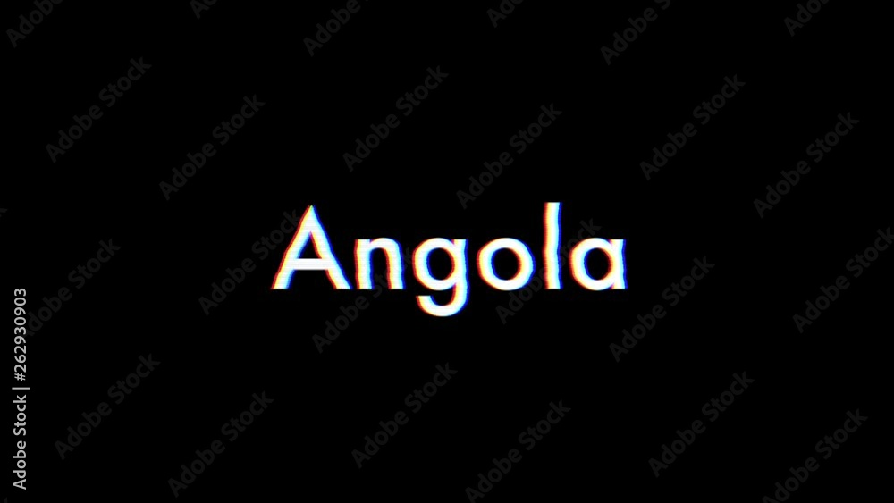 Angola title animation with glitch effect