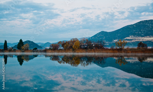 landscape with lake and mountains