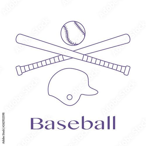 Baseball bats, ball, helmet. Vector illustration