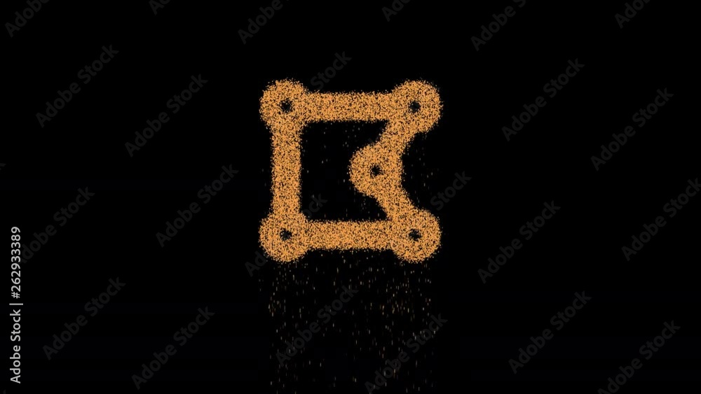 Symbol draw polygon appears from crumbling sand. Then crumbles down. Alpha channel Premultiplied - Matted with color black Symbol draw polygon appears from crumbling sand. Then crumbles down. Alpha channel Premultiplied - Matted with color black