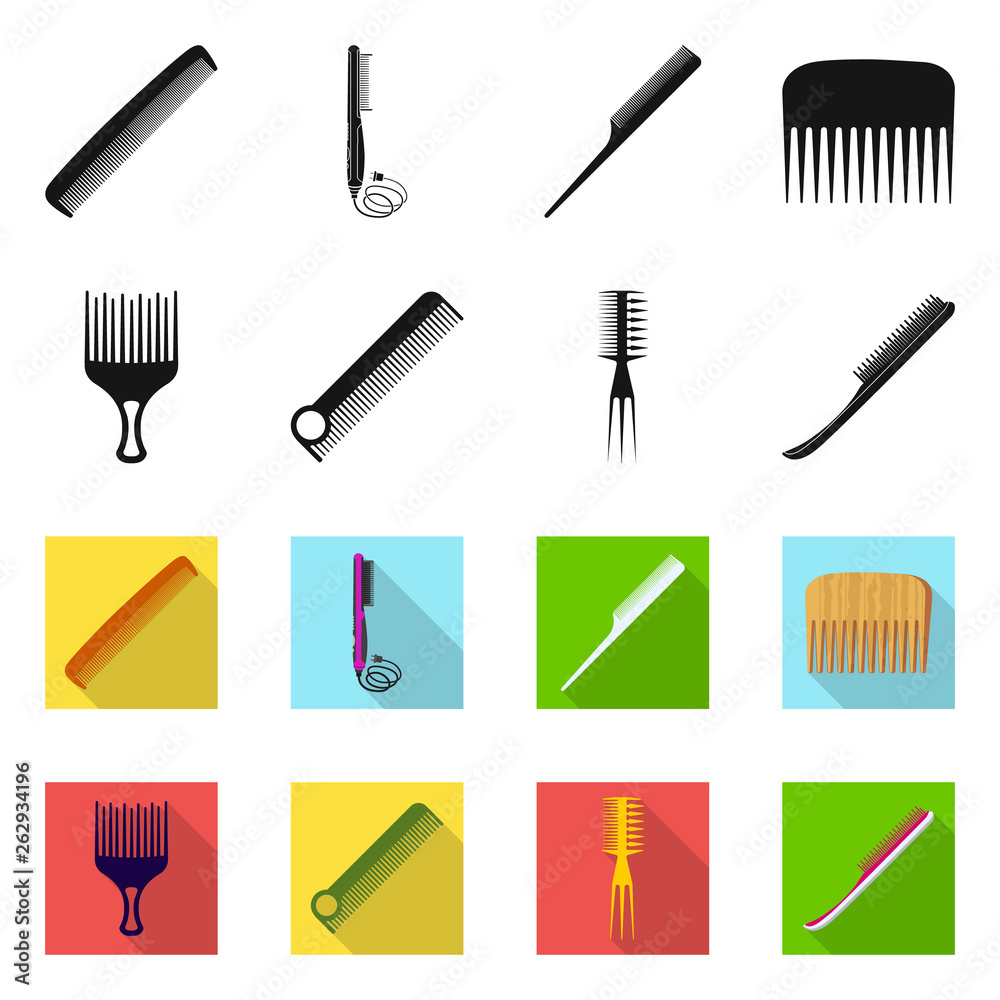 Isolated object of brush and hair sign. Collection of brush and hairbrush stock vector illustration. Isolated object of brush and hair sign. Collection of brush and hairbrush stock vector illustration.