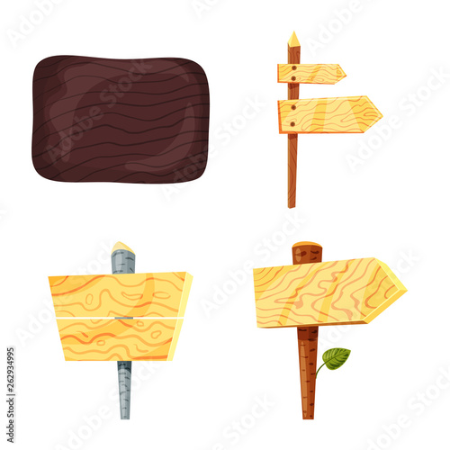 Isolated object of signboard  and wood logo. Collection of signboard  and wooden stock vector illustration.