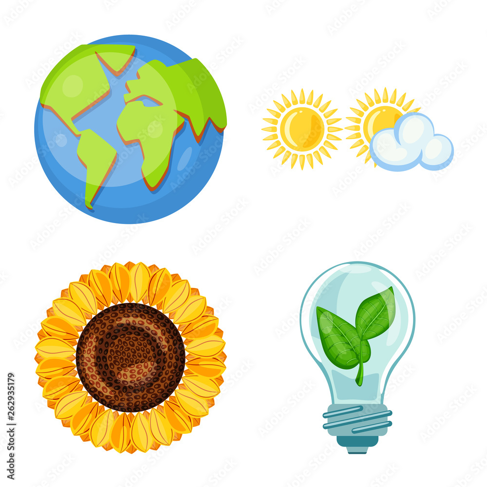 Vector design of  and organic  icon. Collection of  and Solar stock vector illustration.