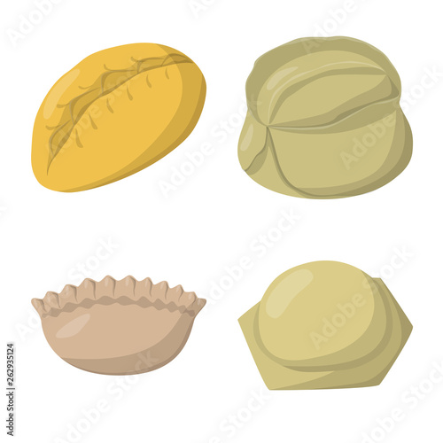 Vector design of dumplings and food  sign. Set of dumplings and stuffed vector icon for stock.