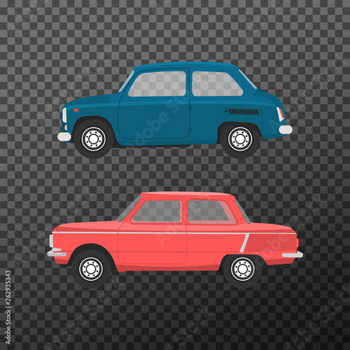 Soviet cars isolated on transparent background. Stock Vector Graphics EPS10