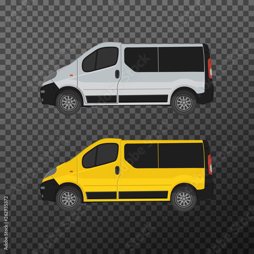 Realistic city minibus isolated on transparent background. Minivan. Stock Vector Graphics EPS10