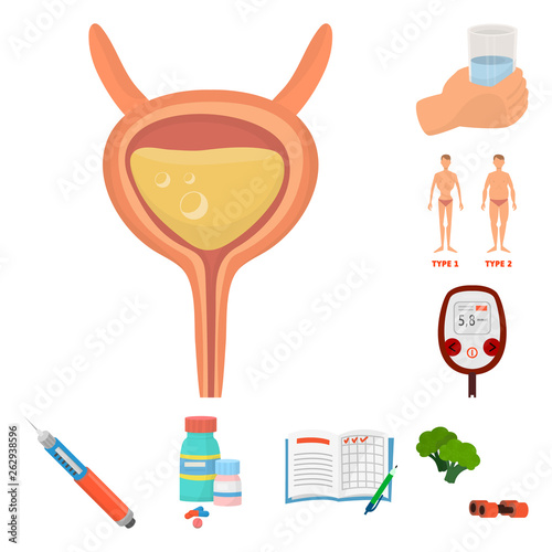 Isolated object of mellitus and diabetes sign. Set of mellitus and diet stock symbol for web.