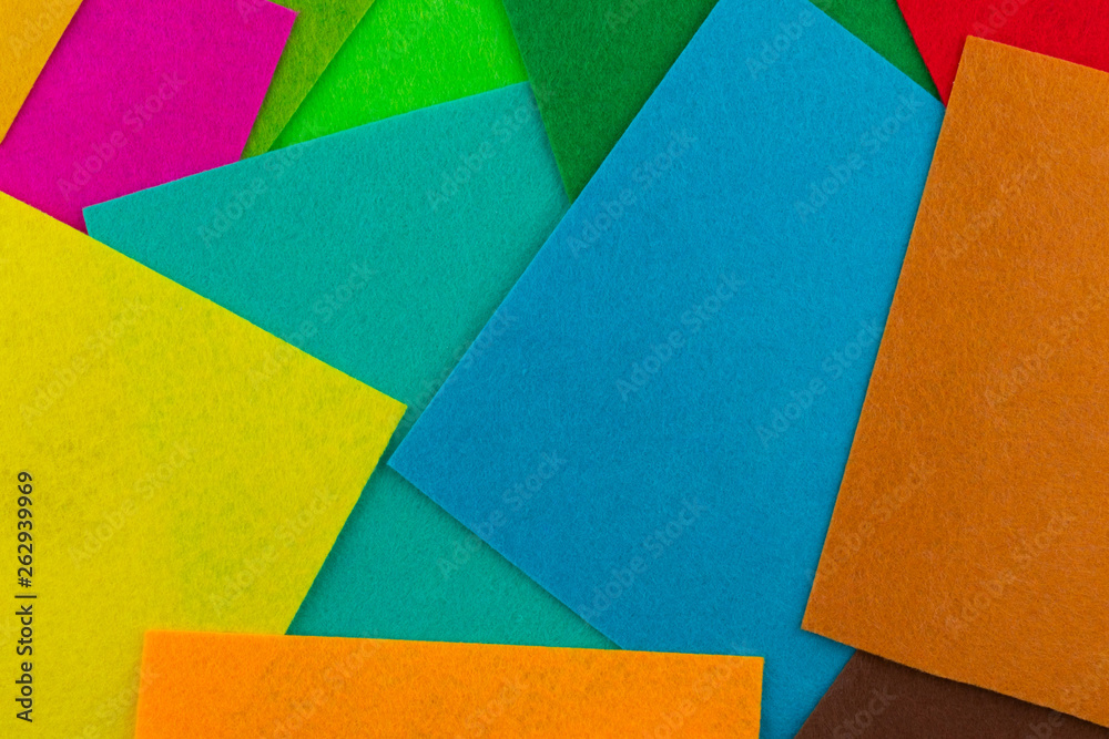 Fan of colored bright felt textile material Fan of colored bright felt textile material