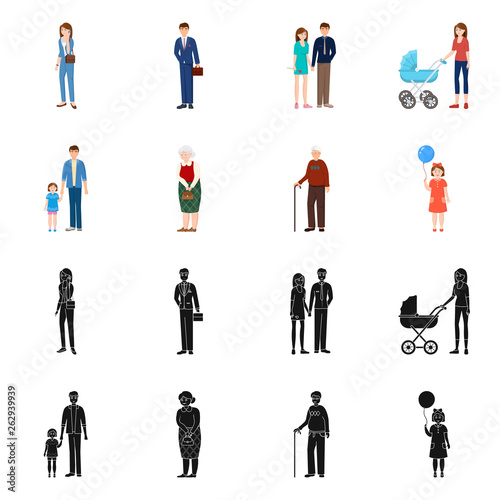 Vector design of character and avatar logo. Set of character and portrait stock vector illustration.