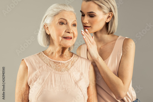 Positive aged woman being in a good mood
