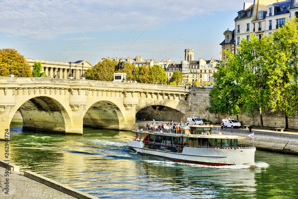 Fototapeta premium Views of Seine river in Paris, France, travel Europe