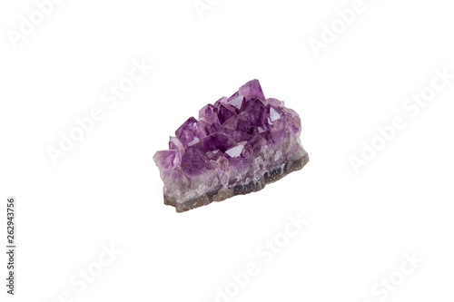 Natural crystal of lilac color on a white isolated background.