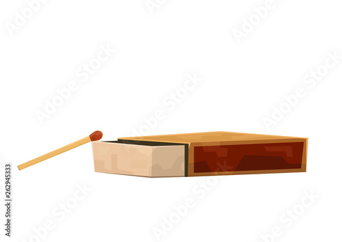 Cartoon illustration of matchbox with box and match