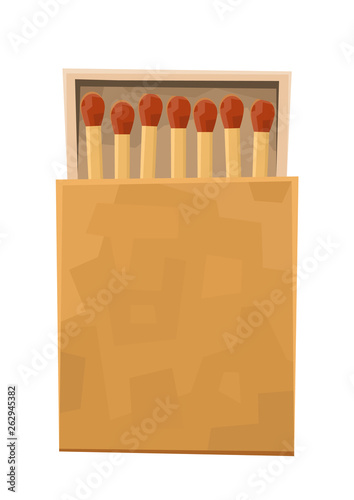 Cartoon illustration of matchbox with box and match