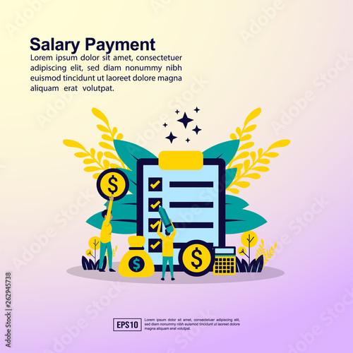 Salary payment illustration concept with character. Template for, banner, presentation, social media, poster, advertising, promotion