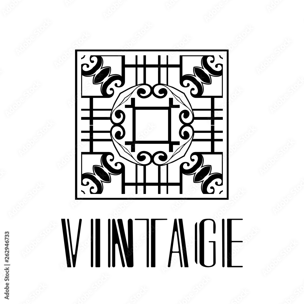 Beautiful emblem, badge for template logo in modern art deco style Beautiful emblem, badge for template logo in modern art deco style