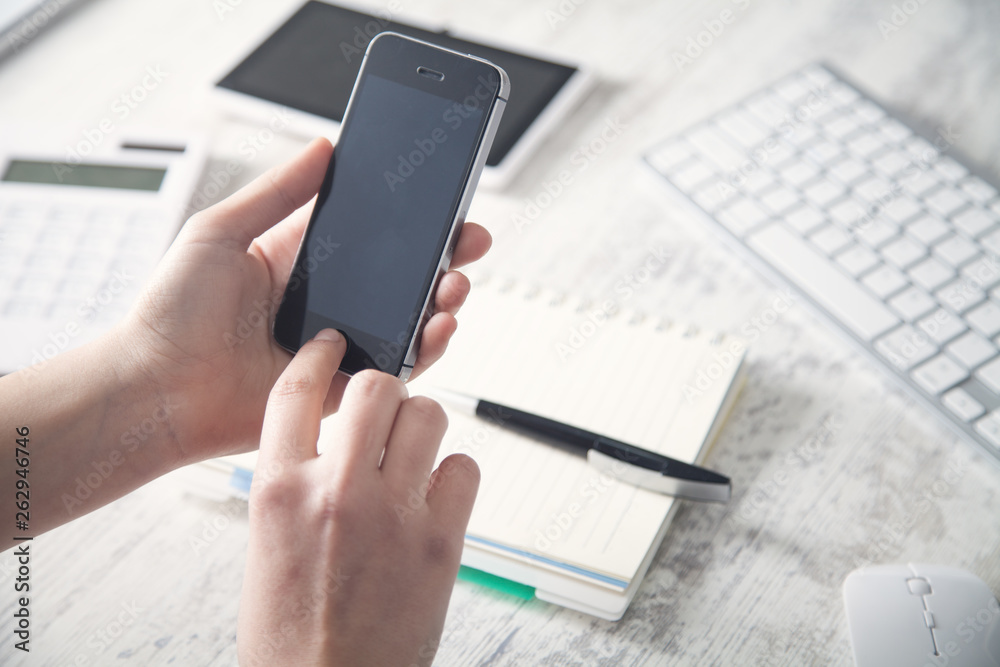 Business girl using smartphone. Technology Business girl using smartphone. Technology