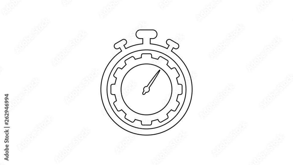Grey Time Management line icon on white background. Clock and gear sign. Productivity symbol. 4K Video motion graphic animation Grey Time Management line icon on white background. Clock and gear sign. Productivity symbol. 4K Video motion graphic animation