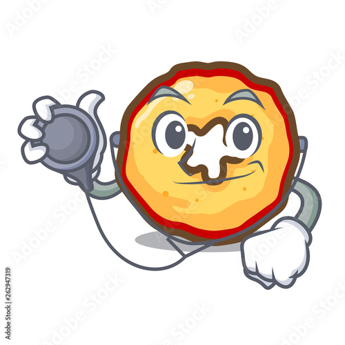 Doctor cartoon apple chips in a bowl