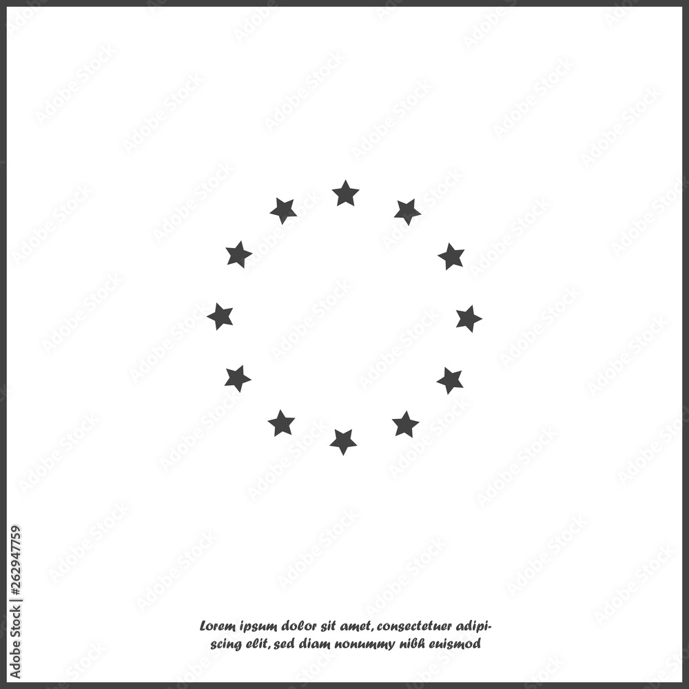 Vector star icon in a circle. Circle consisting of stars on white isolated background.