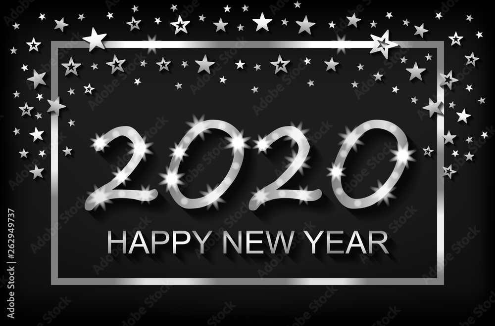 Happy New Year 2020 - greeting card, flyer, invitation - vector