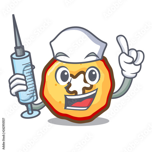 Nurse apple chips isolated with the mascot