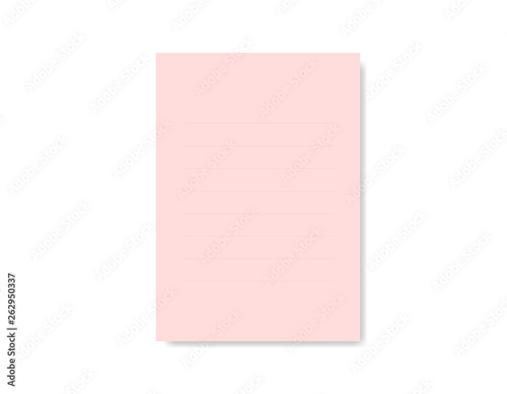 Invitation clear sheet. Pink blank paper on the white background with lines. Empty paper for self filling. Invitation clear sheet. Pink blank paper on the white background with lines. Empty paper for self filling.