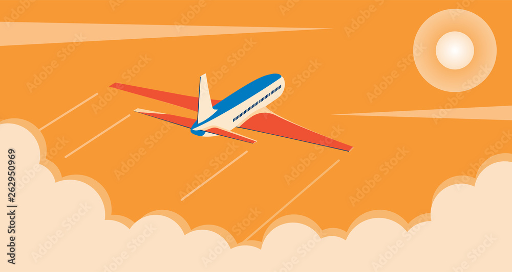 Flying Passenger Plane Over the Clouds Flying Passenger Plane Over the Clouds